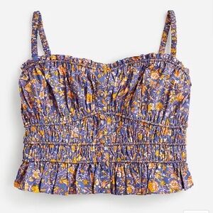 J Crew cinched waist floral poplin top, small